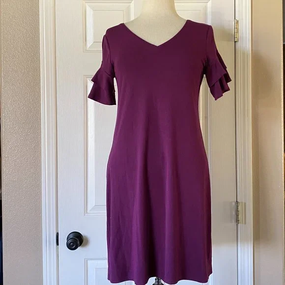 white house black market purple dress Dress Casual Short By White House Black Market In Purple & White, Size   Clothes Mentor Mayfield Heights OH